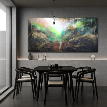 Abstrakti maalaus 'maailma vastaa, kun uskot itseesi' 200*100cm
