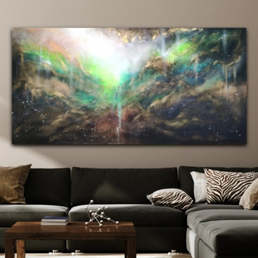 Abstrakti maalaus 'maailma vastaa, kun uskot itseesi' 200*100cm