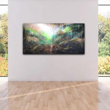 Abstrakti maalaus 'maailma vastaa, kun uskot itseesi' 200*100cm