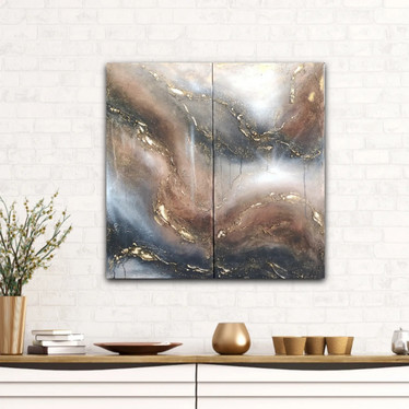 Abstrakti maalaus 'there is magic in the moment' 80*80cm