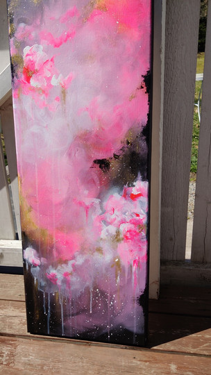 Maalaus 'a beautiful whisper in the dark' 30*80cm