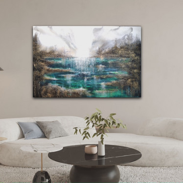 Suuri maalaus 'aamuauringon säteet valaisee maan'' 150*100cm