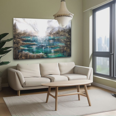 Suuri maalaus 'aamuauringon säteet valaisee maan'' 150*100cm
