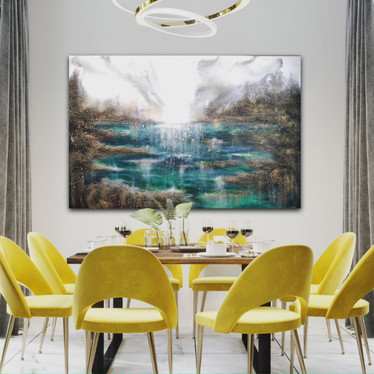 Suuri maalaus 'aamuauringon säteet valaisee maan'' 150*100cm