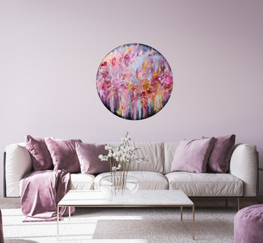 Pyöreä maalaus 'stored in memories'' 80*80cm