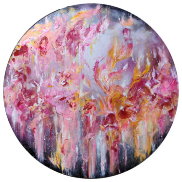 Pyöreä maalaus 'stored in memories'' 80*80cm