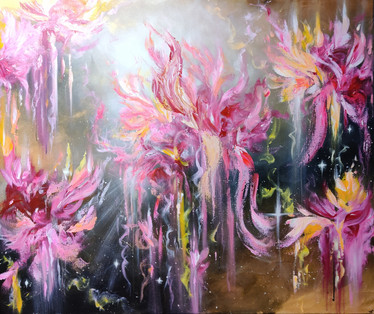 Värikäs maalaus 'shining in the night'120*100cm