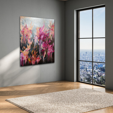 Kukka aiheinen Abstrakti maalaus 'a beautiful secret' 89*116cm