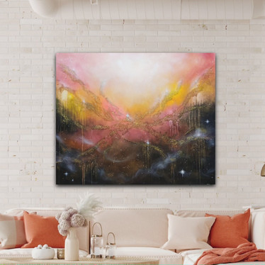 Abstrakti värikäs maalaus 'a dreamy sunset' 120*100cm