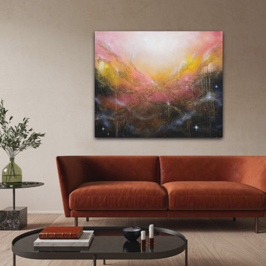 Abstrakti värikäs maalaus 'a dreamy sunset' 120*100cm