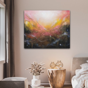 Abstrakti värikäs maalaus 'a dreamy sunset' 120*100cm