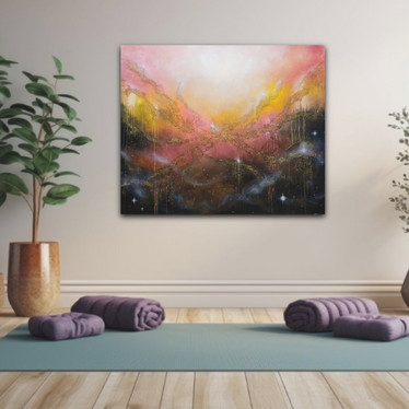 Abstrakti värikäs maalaus 'a dreamy sunset' 120*100cm