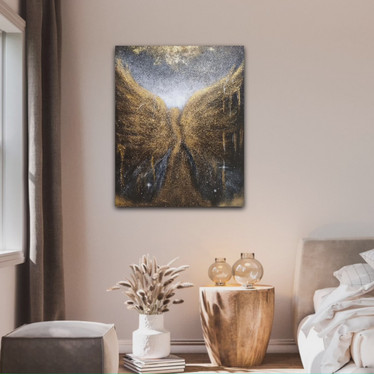 Enkeli aiheinen maalaus 'unelmien suojelija' 81*100cm