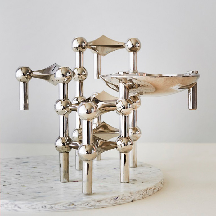 STOFF NAGEL CANDLE HOLDER, CHROME