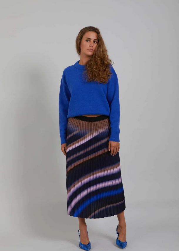 Coster Copenhagen, Pleated skirt w. print, Blue