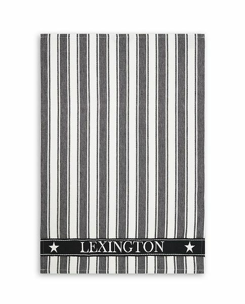 Lexington, Icons cotton twill waffle stripe kitchen towel, black/white