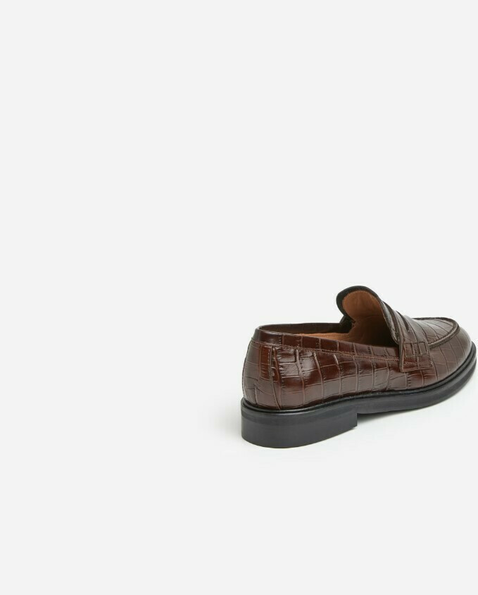 Flattered, Sara Leather Brown Croco Loafer