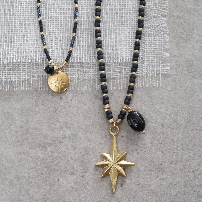 A Beautiful Story, Fantasy Gold Necklace Black Onyx