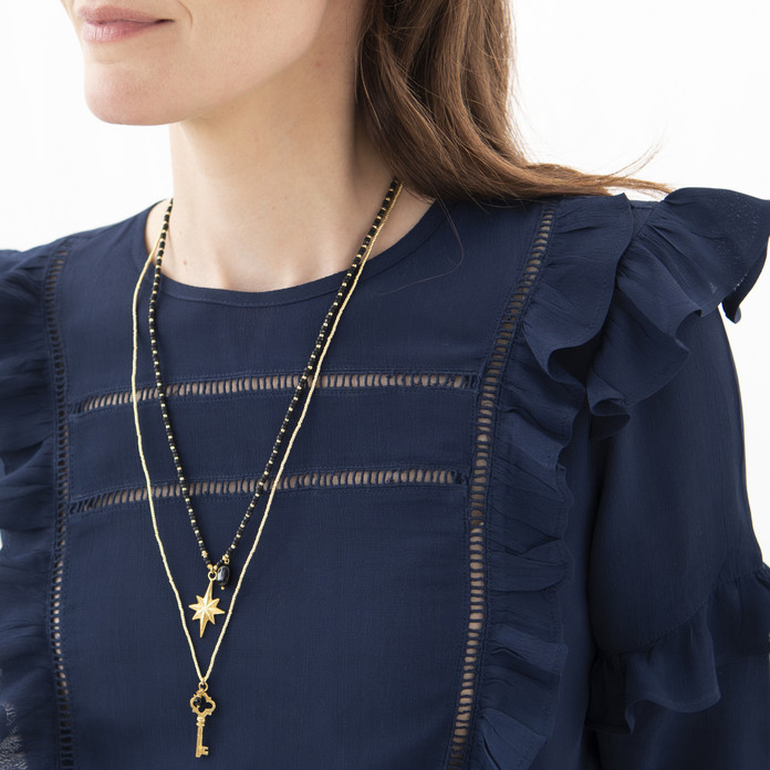 A Beautiful Story, Fantasy Gold Necklace Black Onyx