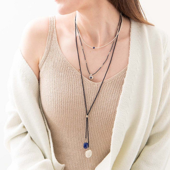A Beautiful Story,Fairy Strars Silver Necklace Lapis Lazuli