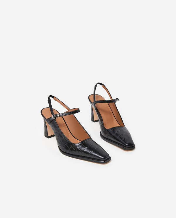 Flattered, Alya Leather Black Croco