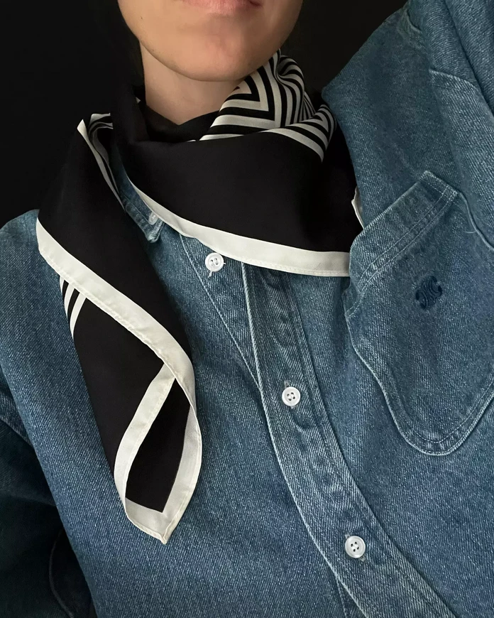 lescarf,  No.2  Black & Cream 90cm