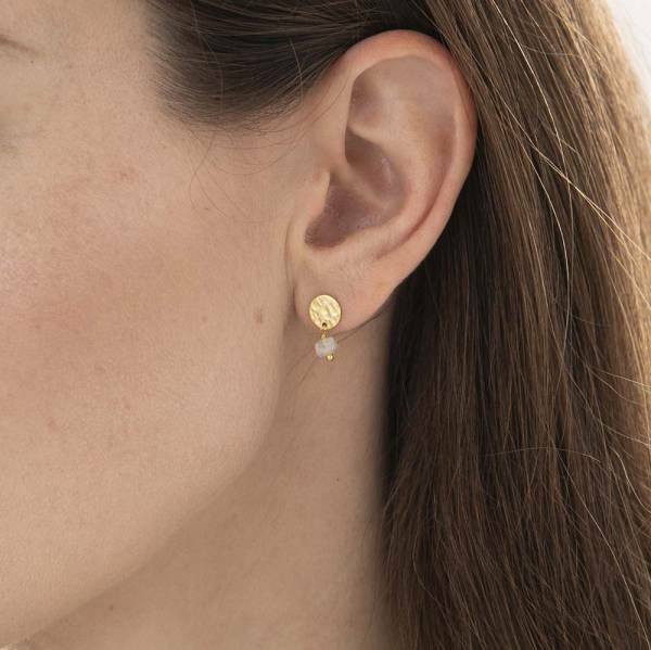 A Beautiful Story, Mini Coin earring, Rose Quartz