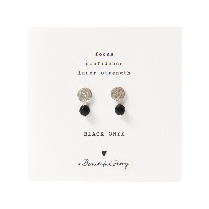 A Beautiful Story, Mini Coin earring, Black Onyx