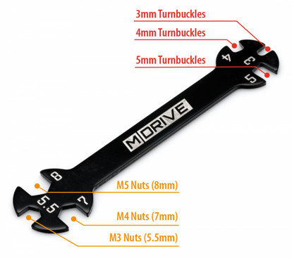 Universal Tool - Nut Driver 5.5/7/8mm - Turnbuckle 3/4/5mm
