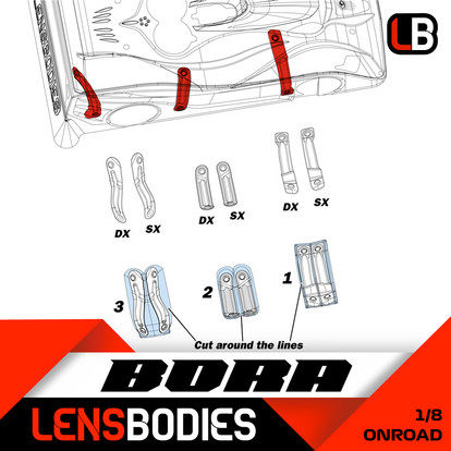 Lens Bodies 1/8 ONROAD BODY STIFFENER + WING
