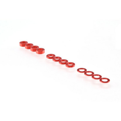 Ruddog 3mm Washer Set Red (0.5mm/1.0mm/2.0mm)