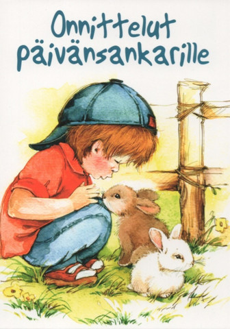Boy and bunnies
