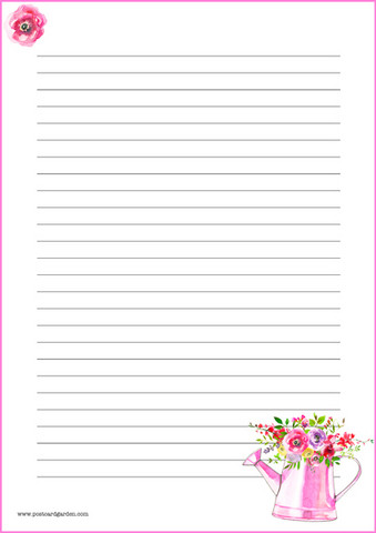 Pink watering can - writing papers (A4, 10s)