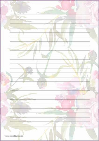 Peonies - writing papers (A4, 10s)