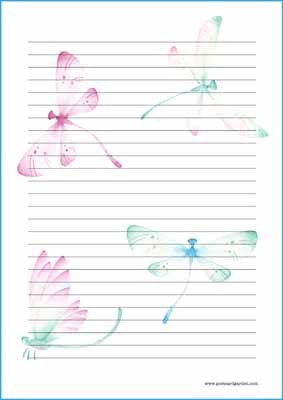 Dragonflies - writing papers (A4, 10s)