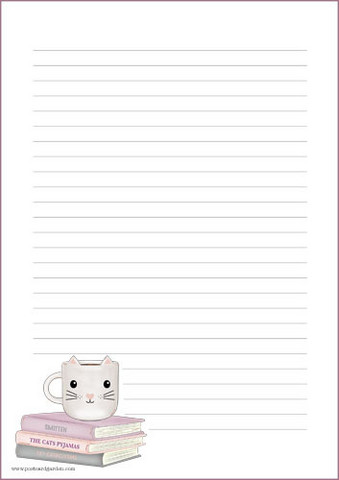 Kirjat ja muki #1 - kirjepaperit (A4, 10s)