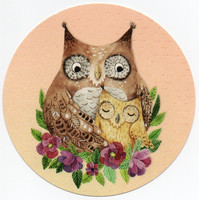 Round card - Owls