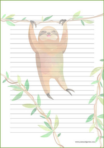 Sloth - writing papers (A4, 10s) #2