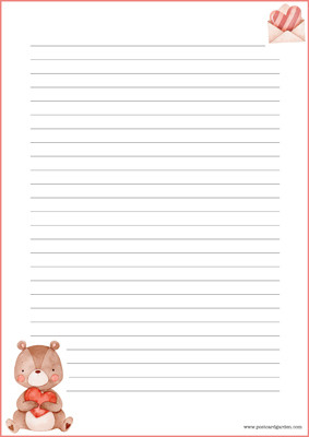 Teddy bear - writing papers (A4, 10s) #1