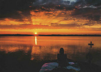 Sunset on the lake shore