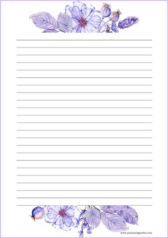 Purple flowers - writing papers (A4, 10s) #1