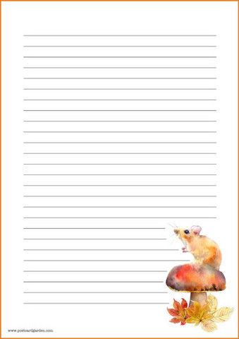 Sieni ja hiiri - kirjepaperit (A5, 10s) #1