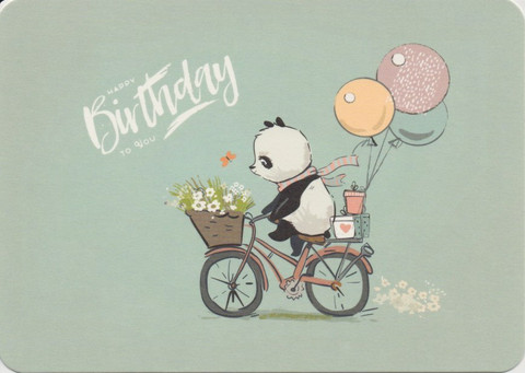 Birthday panda on a bike