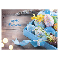 Hyvää pääsiäistä - värikkäät munat tarjottimella