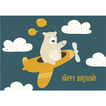 Happy birthday - teddy bear on an airplane