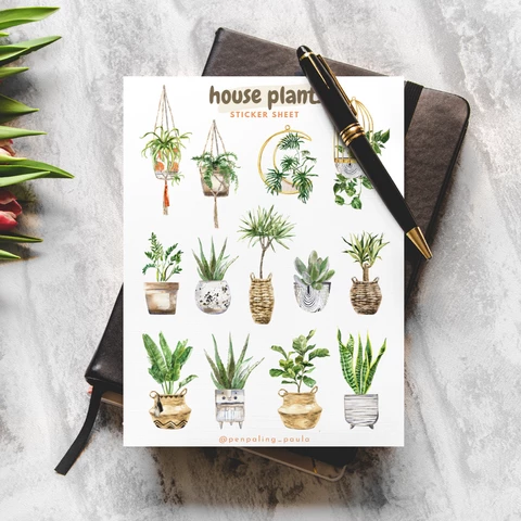 Only Happy Things - Huose plants (A6 sticker sheet)