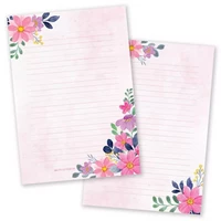 Little Lefty Lou - Pink Watercolor Flowers -notepad (A5, 50s)