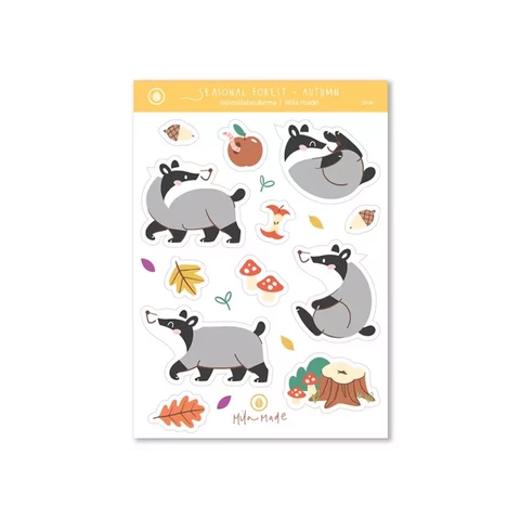 Mila Made - Badger autumn (A6 sticker sheet)