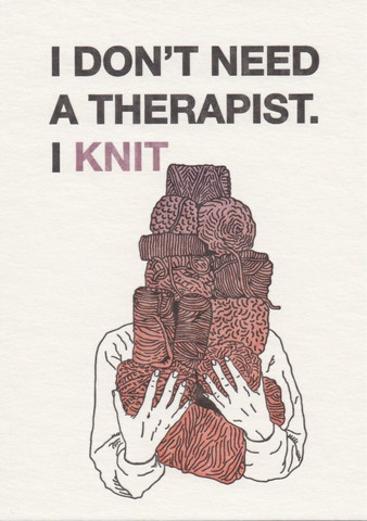 Putinki - Embossed postcard Therapist - I knit