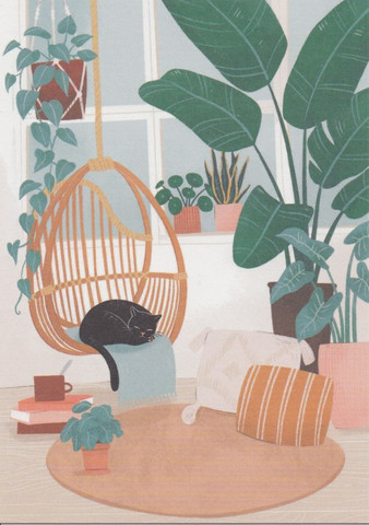 Kaisu Sandberg - A cat in a basket chair